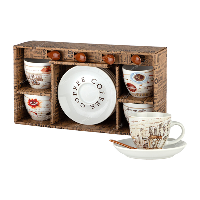 Набор чайный 12пр 180мл с ложками п/уп Кофейный дворик (уп.8)