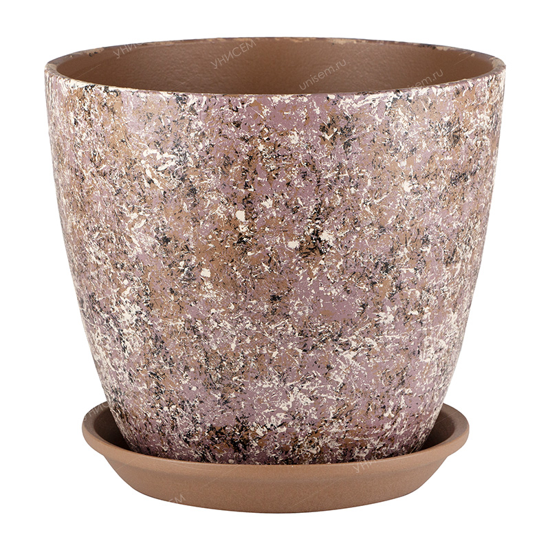 Горшок Бутон Яшма бежевый 3,8л 18см с поддоном (уп.6)