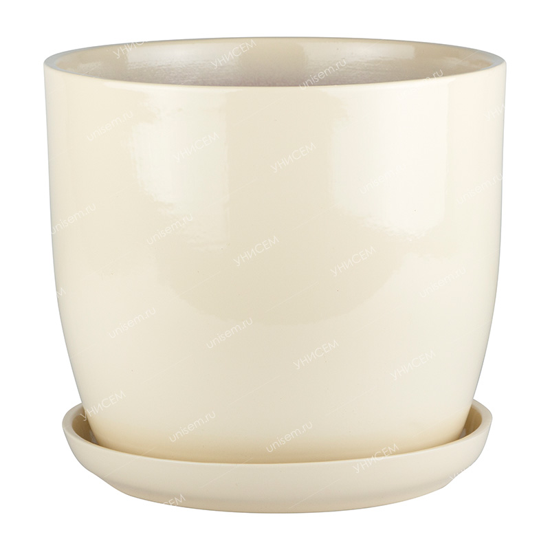 Горшок Верона Глянец бежевый d18 h16 с поддоном (уп.6)