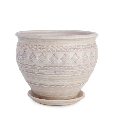 Горшок Чугунок Кружева капучино 2,6л d21h17см с поддоном, гончарка