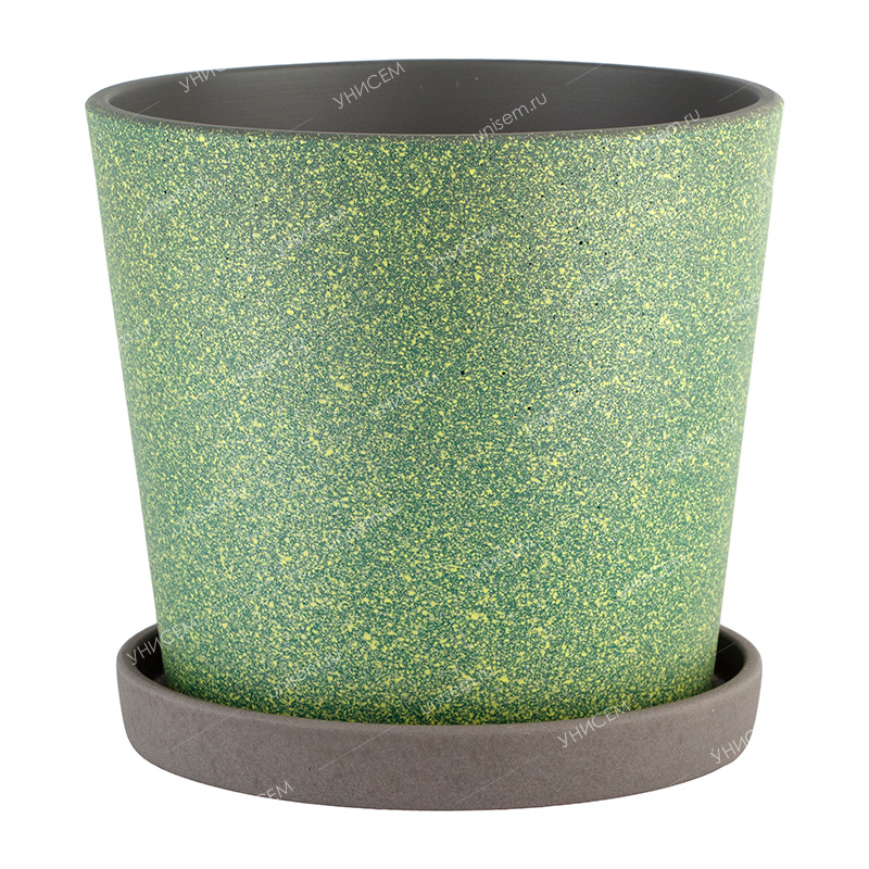 Горшок Конус Грильяж 2,28л d17 изумруд с поддоном (уп.8)