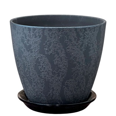 Горшок Бутон Шелк графит 3,8л d18см с поддоном(уп.6)