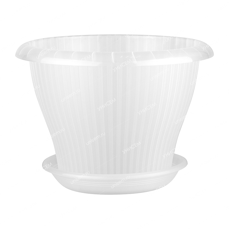 Горшок Гамма плюс 1,6л d17 прозрачный с поддоном (уп.30)