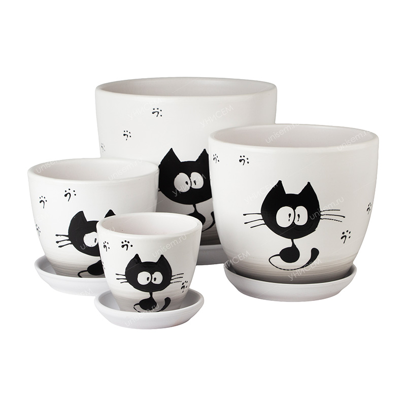 Набор горшков Котофей из 4-х 0,4/1/2,5/5л