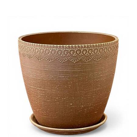 Горшок Бутон Тесёмка-джут d15см с поддоном, гончарка (уп.6)