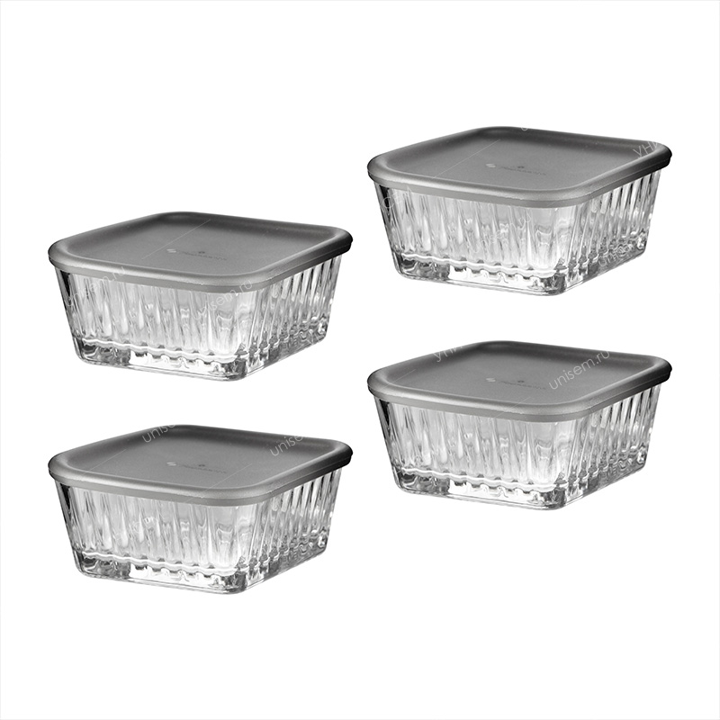 Набор из 4-х салатников FREZYA 225мл 98*98мм с крышкой