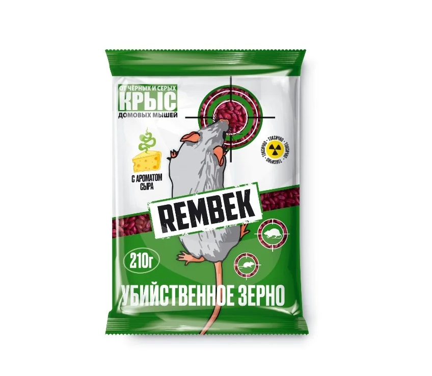Рембек зерновая приманка от крыс и мышей 210 г (50 шт)