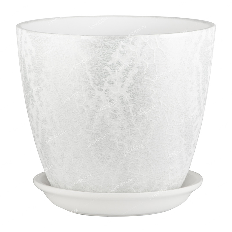 Горшок Бутон шелк белый 2л 15см с поддоном (уп.6)