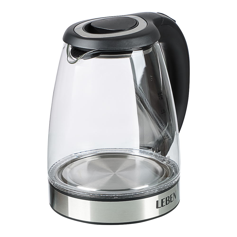 Чайник элек. LEBEN 1,8л 1850Вт стекло, черный