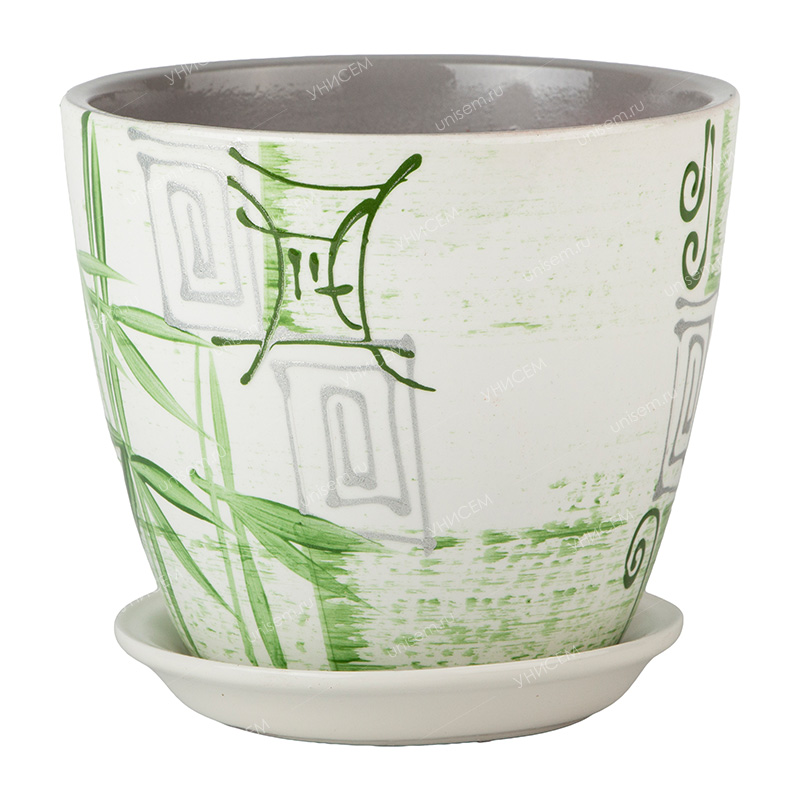 Горшок Бутон Бамбук 0,9л 12см с поддоном (уп.6)