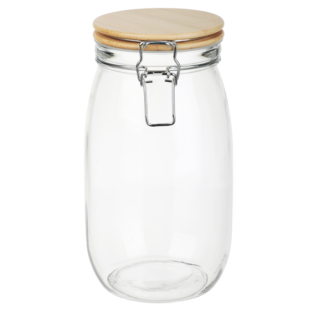 Банка для сыпучих продуктов 1500мл 12x22см стекло, крышка бамбук