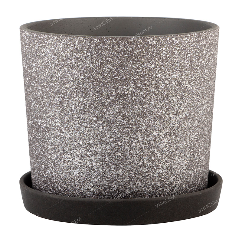 Горшок Кедр Дакар 2,7л d18 серый с поддоном (уп.8)