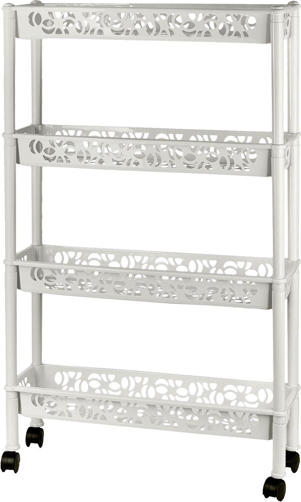 Этажерка Light 4-х секц 580х180х140 на колесиках, прямоугольная, белое облако (уп.10)