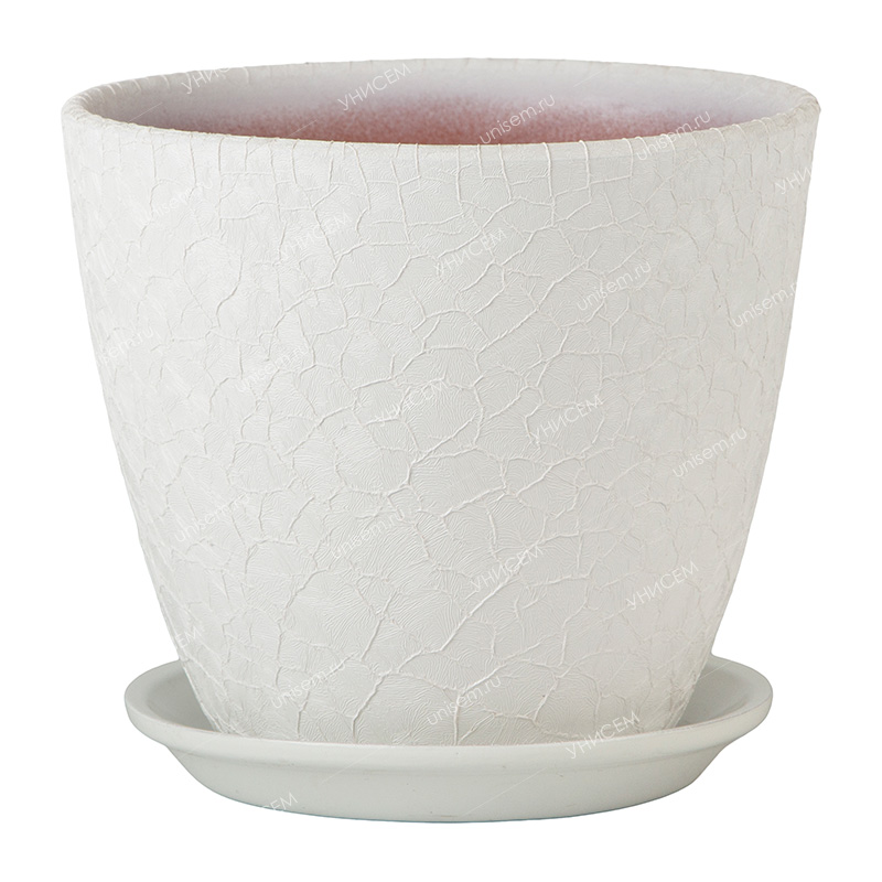 Горшок Бутон Винил белый 1,7л d15см с поддоном (уп.6)
