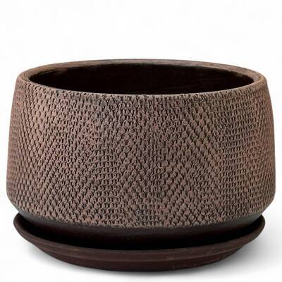 Горшок Плошка Лен венге 2,2л d17см с поддоном, гончарка