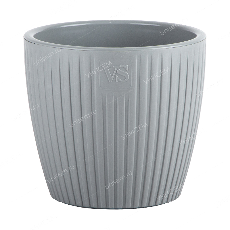 Горшок Эви VipSet 0,6л серый с дренажной системой (уп.36)