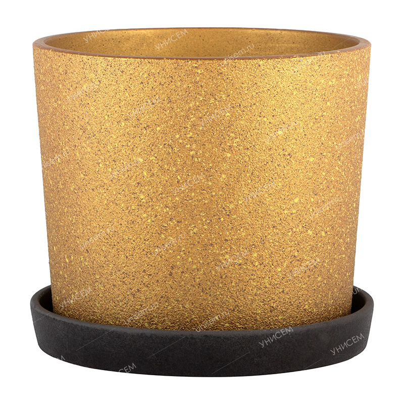 Горшок Кедр Дакар 2,7л d18 золото с поддоном (уп.8)