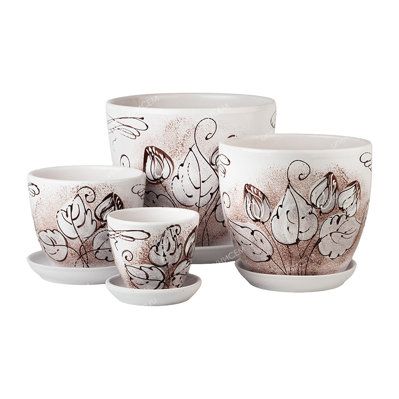 Набор горшков Пролеска коричневая из 4-х 0,4/1/2,5/5л (уп.2)