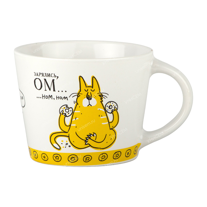 Кружка 430мл воронка Коты п/уп MIX (уп.36)