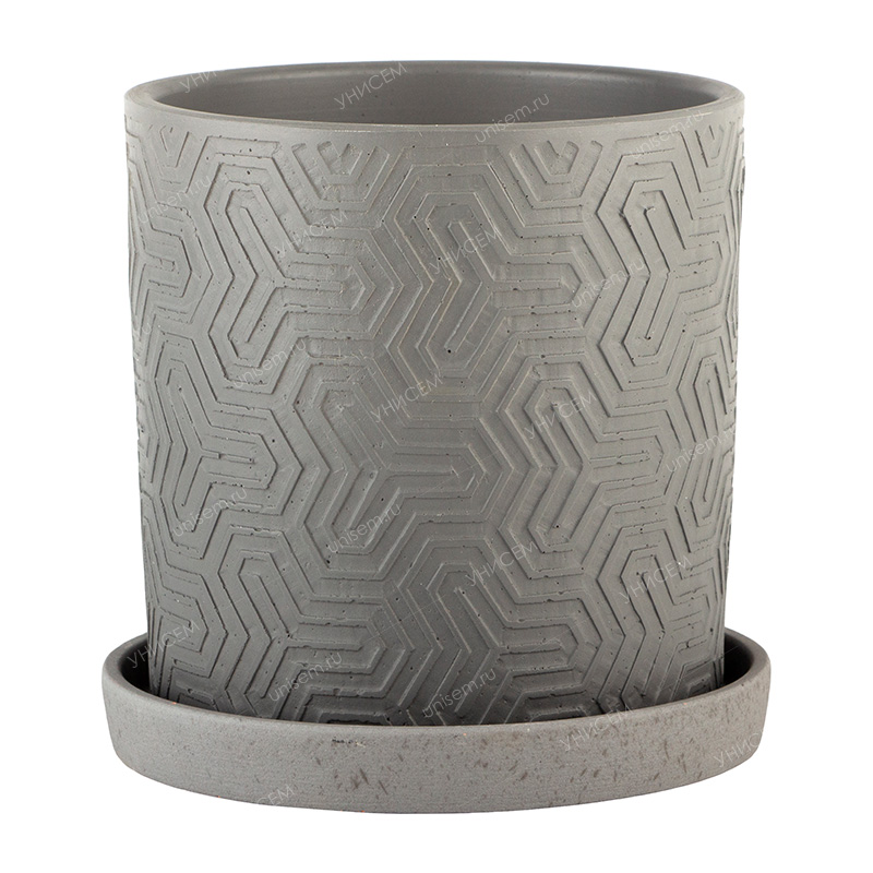 Горшок Цилиндр Тринити 1,82л d15 серый с поддоном (уп.8)