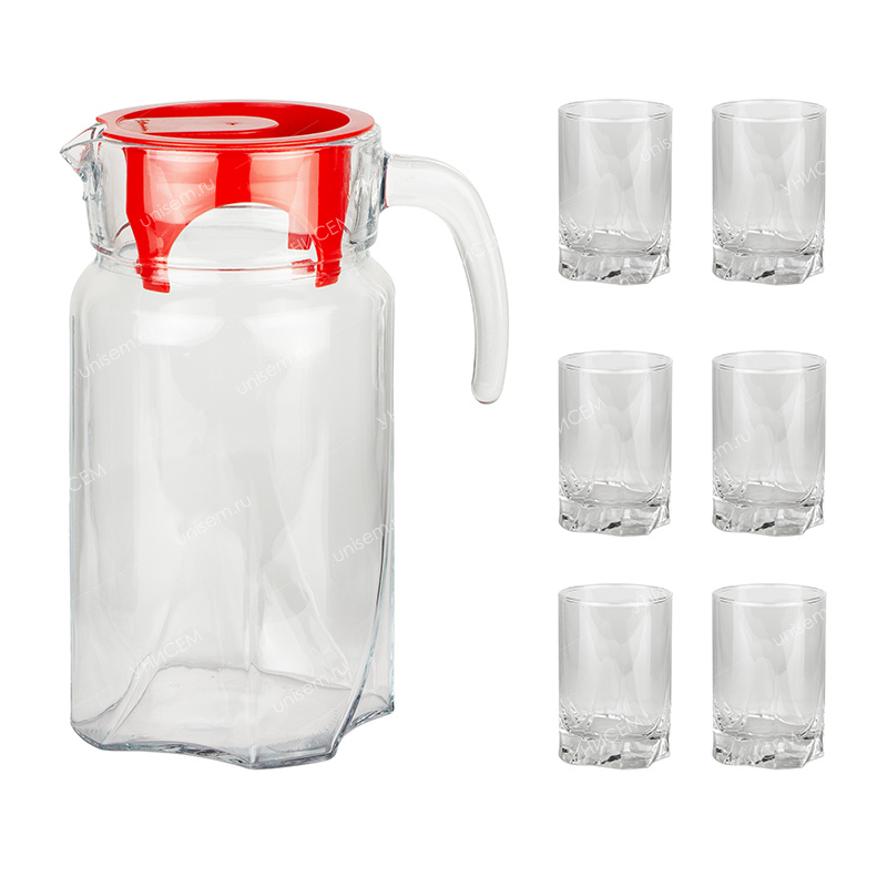 Набор для напитков Луна: графин 1700мл+6 стаканов (уп.4)