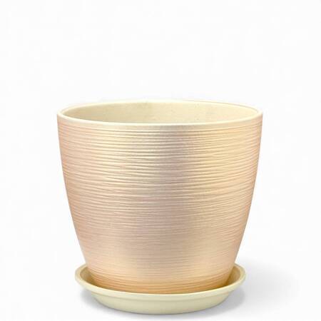 Горшок Бутон Перламутр персик 0,9л d12см с поддоном (уп.6)