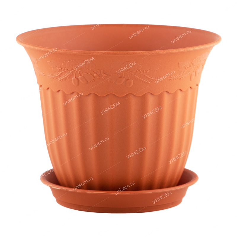 Горшок Дубок 1,6л коричневый с поддоном (уп.25)