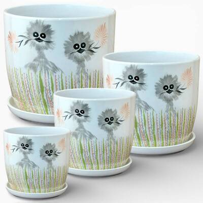 Набор горшков Верона Роспись из 4-х 0,62\1,6\3,2\5,3л (уп.2)