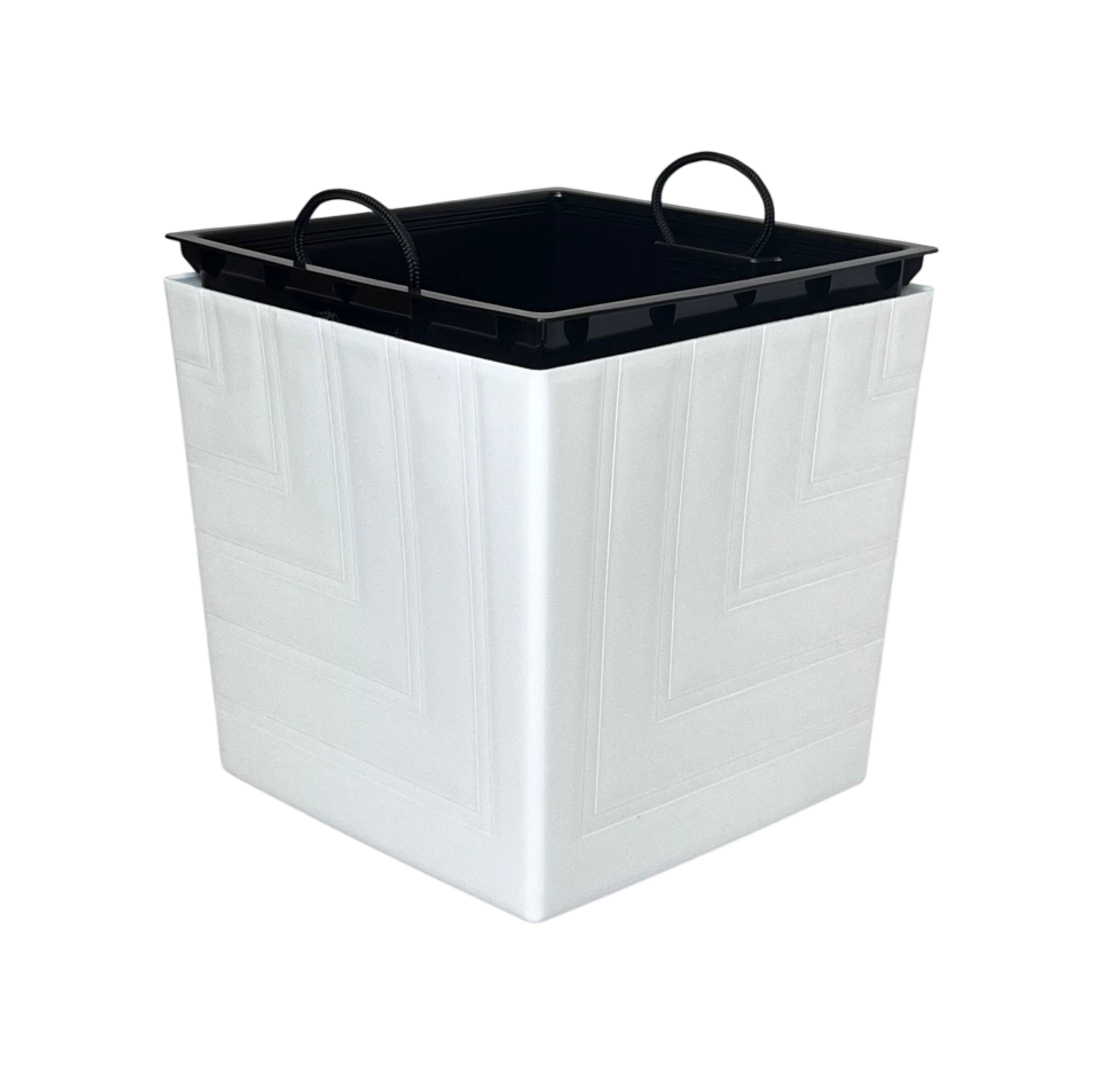 Горшок КВАДРО 23,4л d30 h30 БЕЛЫЙ с вкладкой (уп.2)