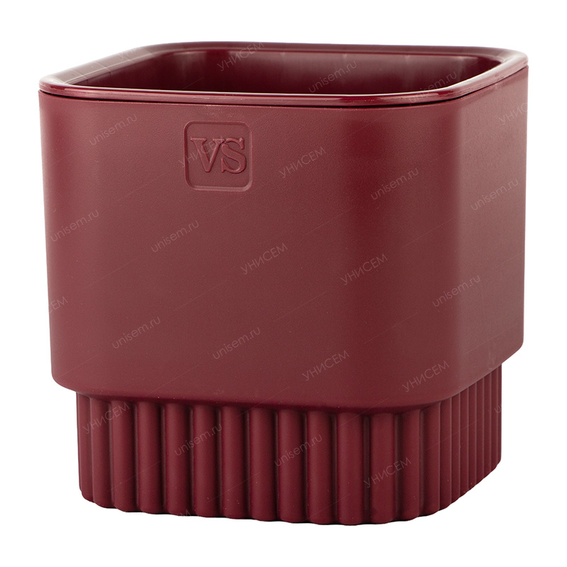 Горшок Бостон квадрат VipSet 2,7л d15,3 бордо с дренажной системой (уп.10)