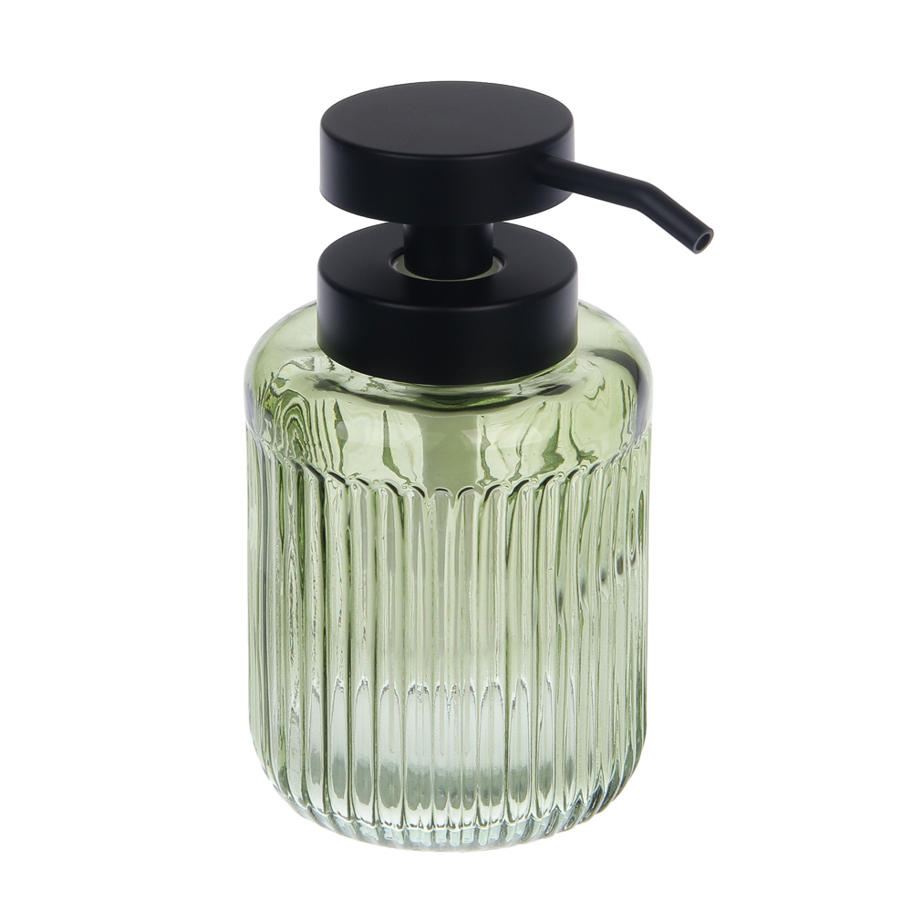 Диспенсер для жидкого мыла 320мл 8x8x14,5см стекло, зеленый,