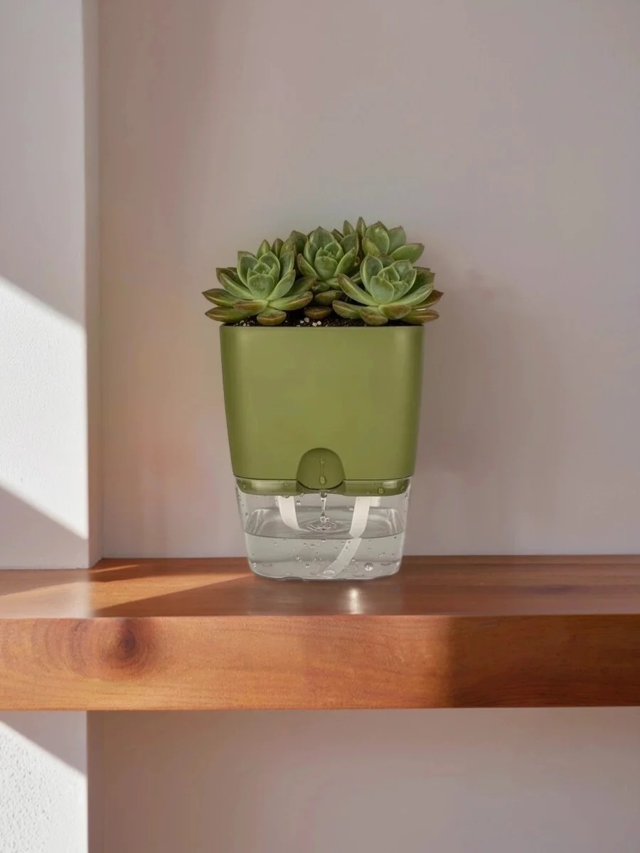 Горшок Квадрат Аквадуэт 1,5л 11,5*11,5 папоротник с фитильным поливом