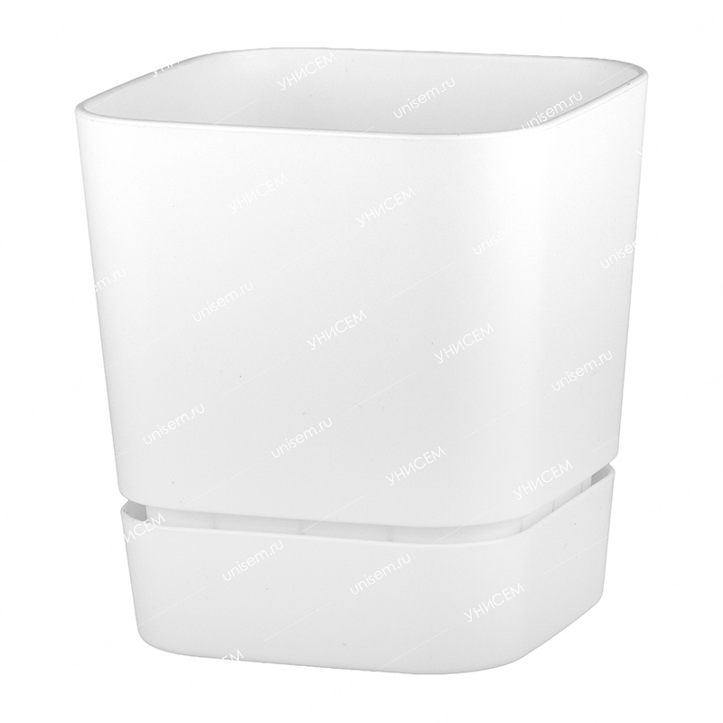 Горшок Гранд Квадрат 1,5л 12,5*12,5*12,5 белый с поддоном (уп.8)