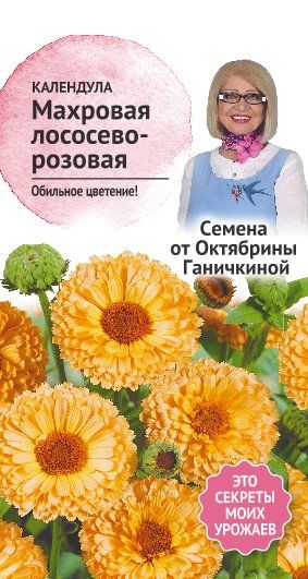 цКалендула Лососево-розовая махр. 0,1г (семена от Ганичкиной)