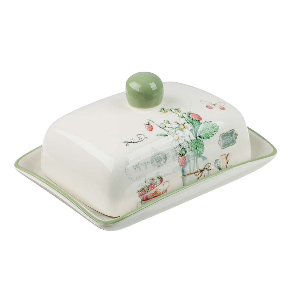 Масленка Земляника 17х12x8см керамика