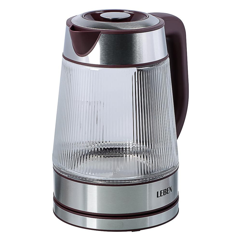 Чайник элек. LEBEN 1,8л 1850Вт рифленое стекло бордовый
