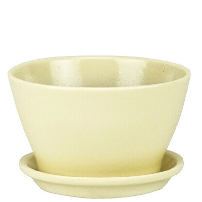 Горшок Беллита Глянец бежевый 0,45л d12см h7 с поддоном (уп.12)