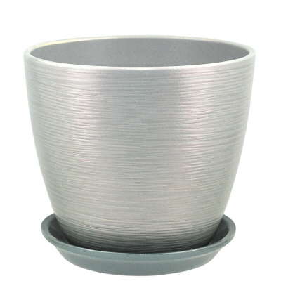 Горшок Бутон Перламутр серый 3,2л d18см с поддоном (уп.6)