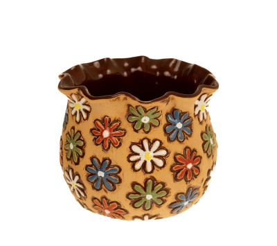 Кашпо Ромашка 9*9*10 глазурованная терракот, 9495