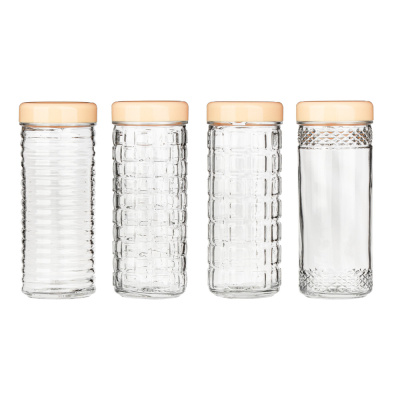 Банка с крышкой 0,85л стекло, 4 дизайна