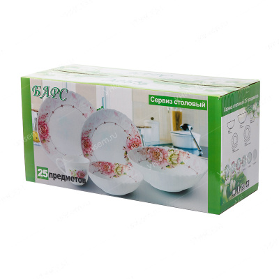 Сервиз столовый стеклокерамика 25пр (с кружками 360мл) Бамбук (уп.2)