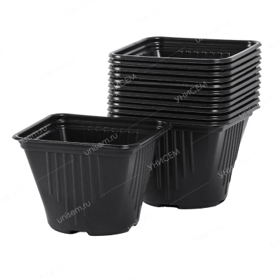 Горшок для рассады 0,75л 12*12*9 круглый квадрат формованный (600шт) черный КРАТНО 40шт