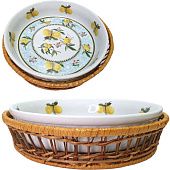 Блюдо для выпечки (бэлишница) круглое d28 в корзинке Лимоны (уп.8)