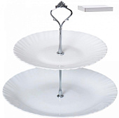 Фруктовница стеклокерамика 2х ярусная Белая (уп.12)