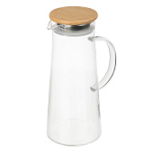Кувшин 1,5л ЭКО с металлическим фильтром, бамбуковая крышка, стекло