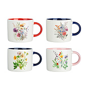 Кружка 380мл Луговые цветы, фарфор, 4 дизайна