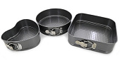 Форма для выпечки, набор 3шт: 28x28x6,5см, d 26x6,5см, 23x21x6,5см антипригарное покрытие (уп.12)
