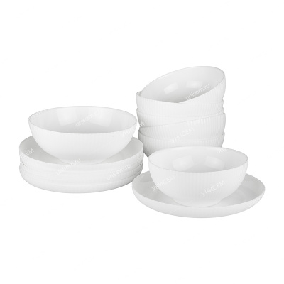 Сервиз столовый стеклокерамика 13пр Вертикаль белый (уп.4)