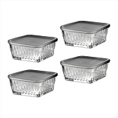 Набор из 4-х салатников FREZYA 225мл 98*98мм с крышкой