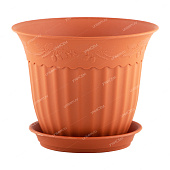 Горшок Дубок 1,6л коричневый с поддоном (уп.25)
